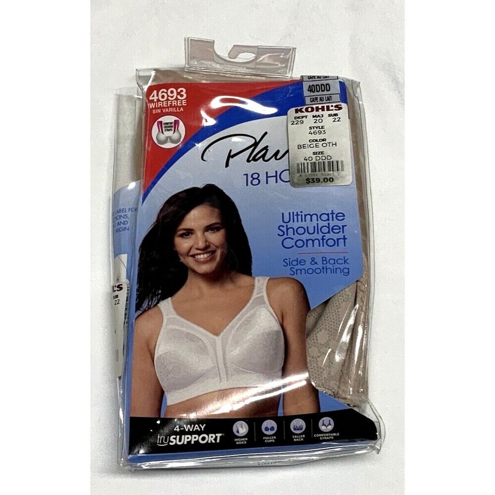 Playtex 18 Hour Ultimate Shoulder Comfort Bra Style 4693 Beige Size 40DDD NWT